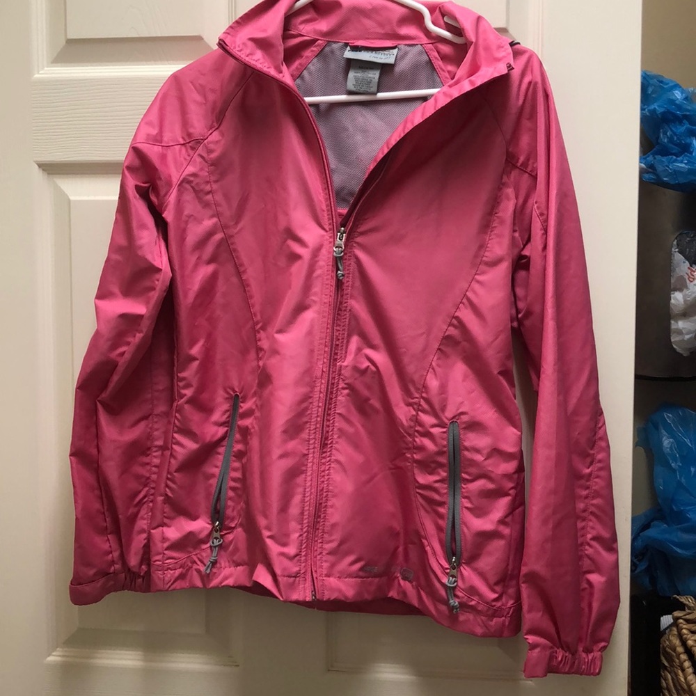 Bright pink rain/wind jacket